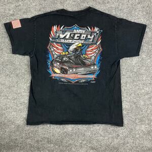 Andy McCoy Race Cars T-Shirt Men's Size M Black Graphic Drag Racing Tee